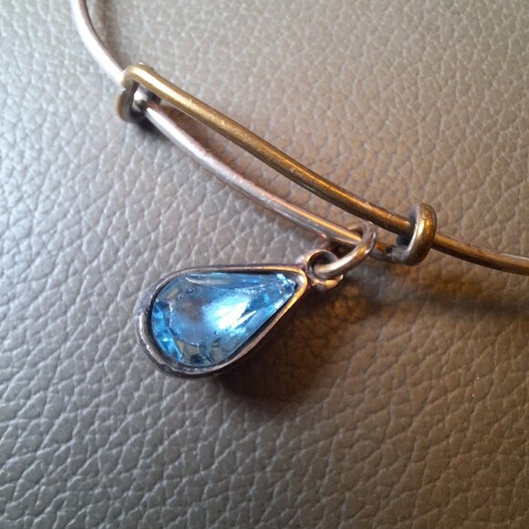 Alex And Ani Bangle Bracelet Blue Teardrop Tiny Charms - Picture 3 of 5